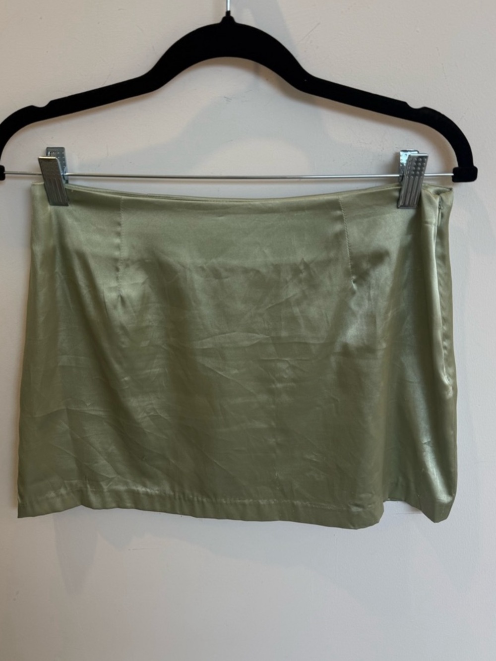 Daily Drills Silky Satin Mini Skirt Green Medium